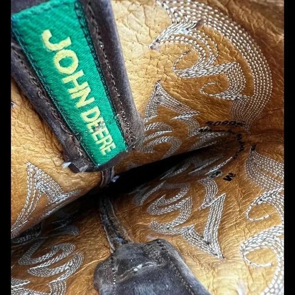 John Deere 50995 Brown Black Leather Western Cowboy Boots Men Size‎ 9M main image 13